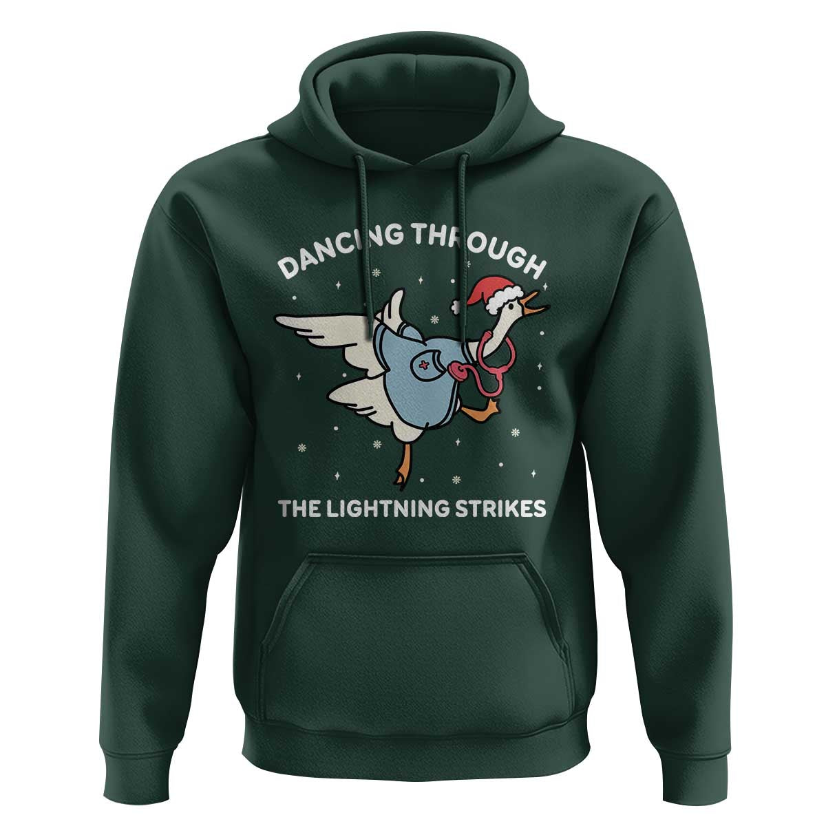Christmas Goose Nurse Hoodie Dancing Through The Lightning Strikes - Wonder Print Shop