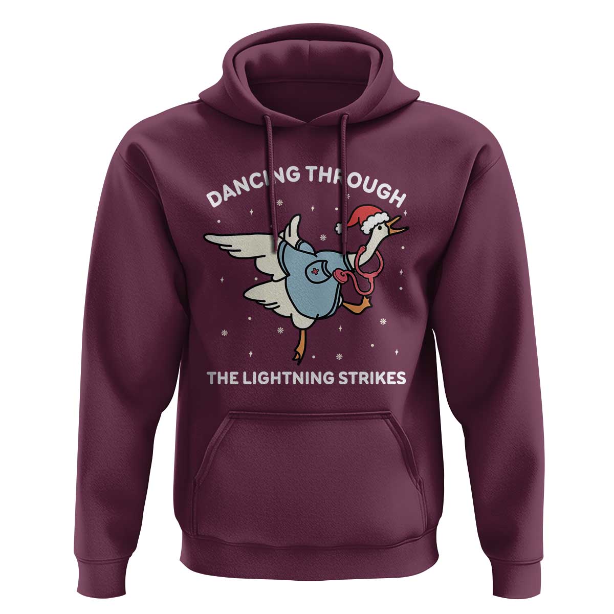 Christmas Goose Nurse Hoodie Dancing Through The Lightning Strikes - Wonder Print Shop