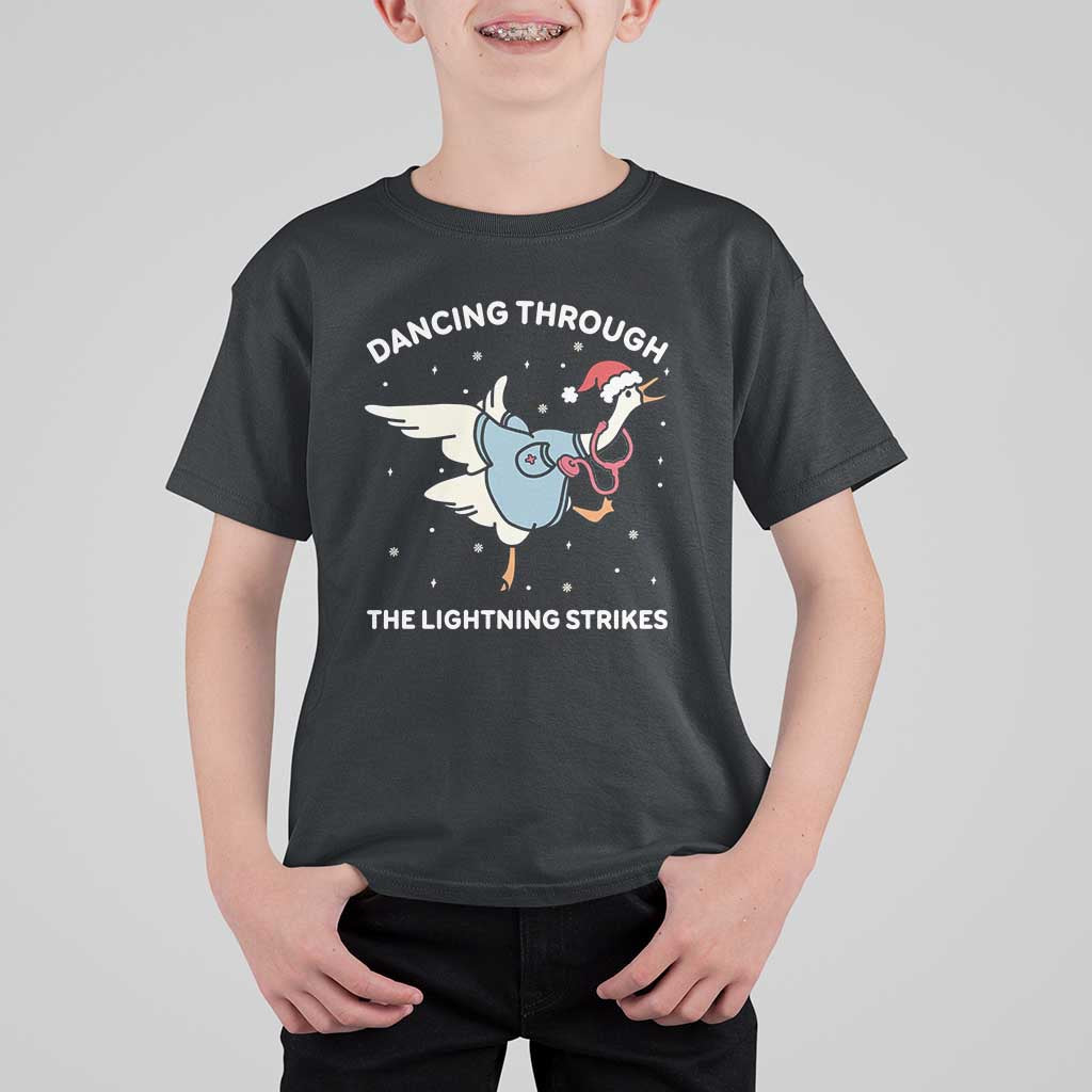 Christmas Goose Nurse T Shirt For Kid Dancing Through The Lightning Strikes - Wonder Print Shop