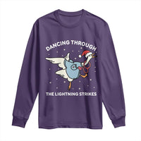 Christmas Goose Nurse Long Sleeve Shirt Dancing Through The Lightning Strikes - Wonder Print Shop