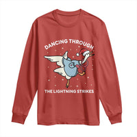 Christmas Goose Nurse Long Sleeve Shirt Dancing Through The Lightning Strikes - Wonder Print Shop