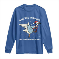 Christmas Goose Nurse Long Sleeve Shirt Dancing Through The Lightning Strikes - Wonder Print Shop