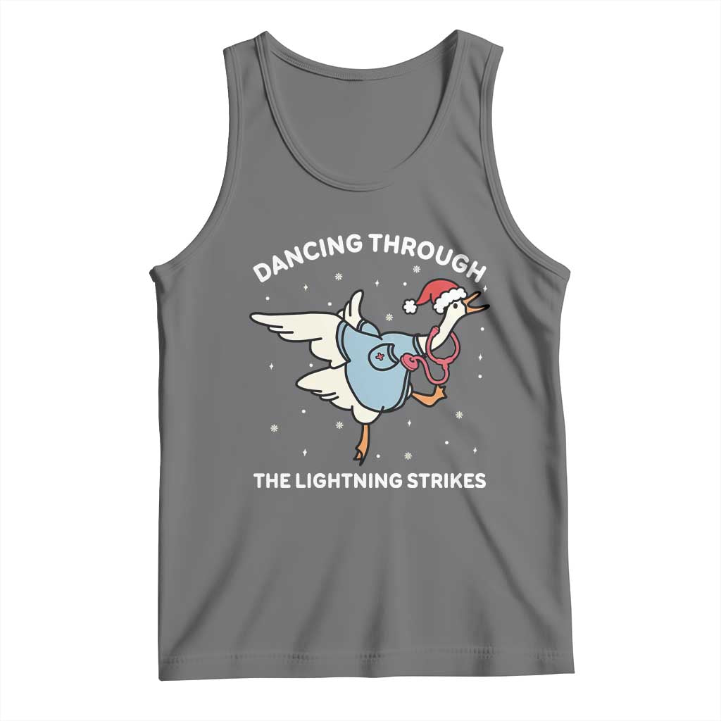 Christmas Goose Nurse Tank Top Dancing Through The Lightning Strikes - Wonder Print Shop