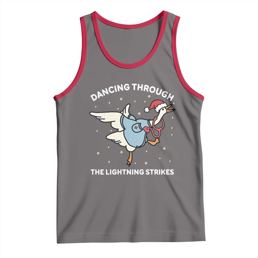 Christmas Goose Nurse Tank Top Dancing Through The Lightning Strikes - Wonder Print Shop