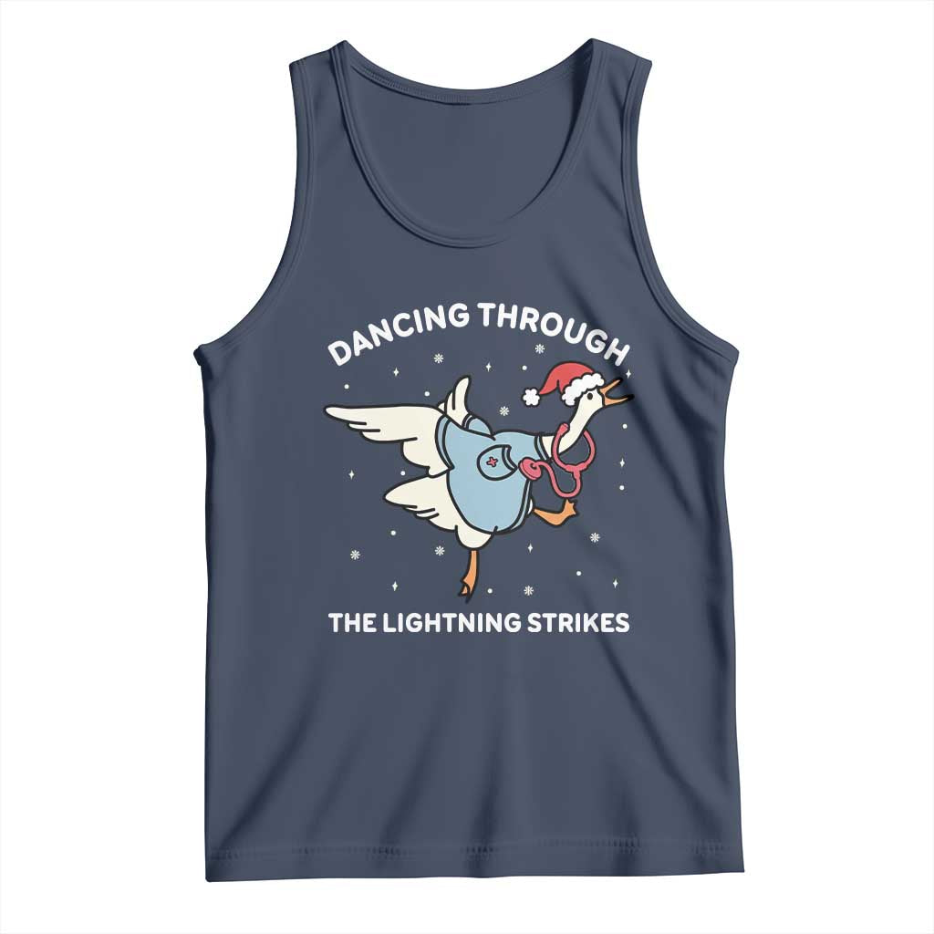 Christmas Goose Nurse Tank Top Dancing Through The Lightning Strikes - Wonder Print Shop