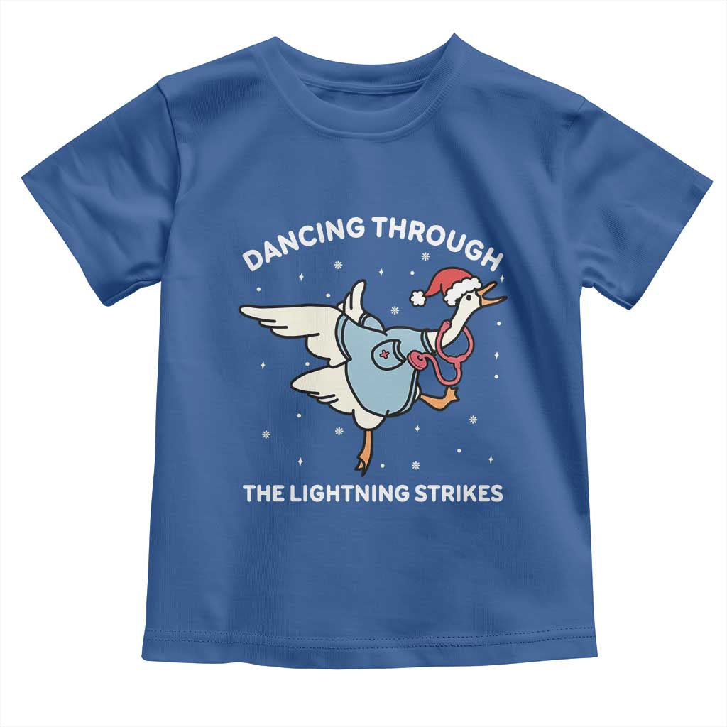 Christmas Goose Nurse Toddler T Shirt Dancing Through The Lightning Strikes - Wonder Print Shop