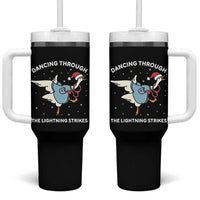 Christmas Goose Nurse Tumbler With Handle Dancing Through The Lightning Strikes - Wonder Print Shop