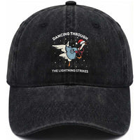 Christmas Goose Nurse Washed Cotton Baseball Cap Dancing Through The Lightning Strikes