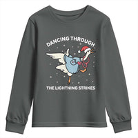 Christmas Goose Nurse Youth Sweatshirt Dancing Through The Lightning Strikes - Wonder Print Shop