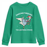 Christmas Goose Nurse Youth Sweatshirt Dancing Through The Lightning Strikes - Wonder Print Shop