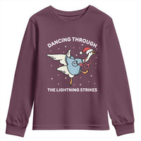 Christmas Goose Nurse Youth Sweatshirt Dancing Through The Lightning Strikes - Wonder Print Shop