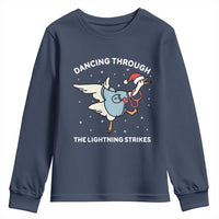 Christmas Goose Nurse Youth Sweatshirt Dancing Through The Lightning Strikes - Wonder Print Shop