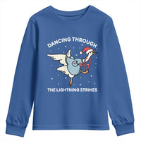 Christmas Goose Nurse Youth Sweatshirt Dancing Through The Lightning Strikes - Wonder Print Shop