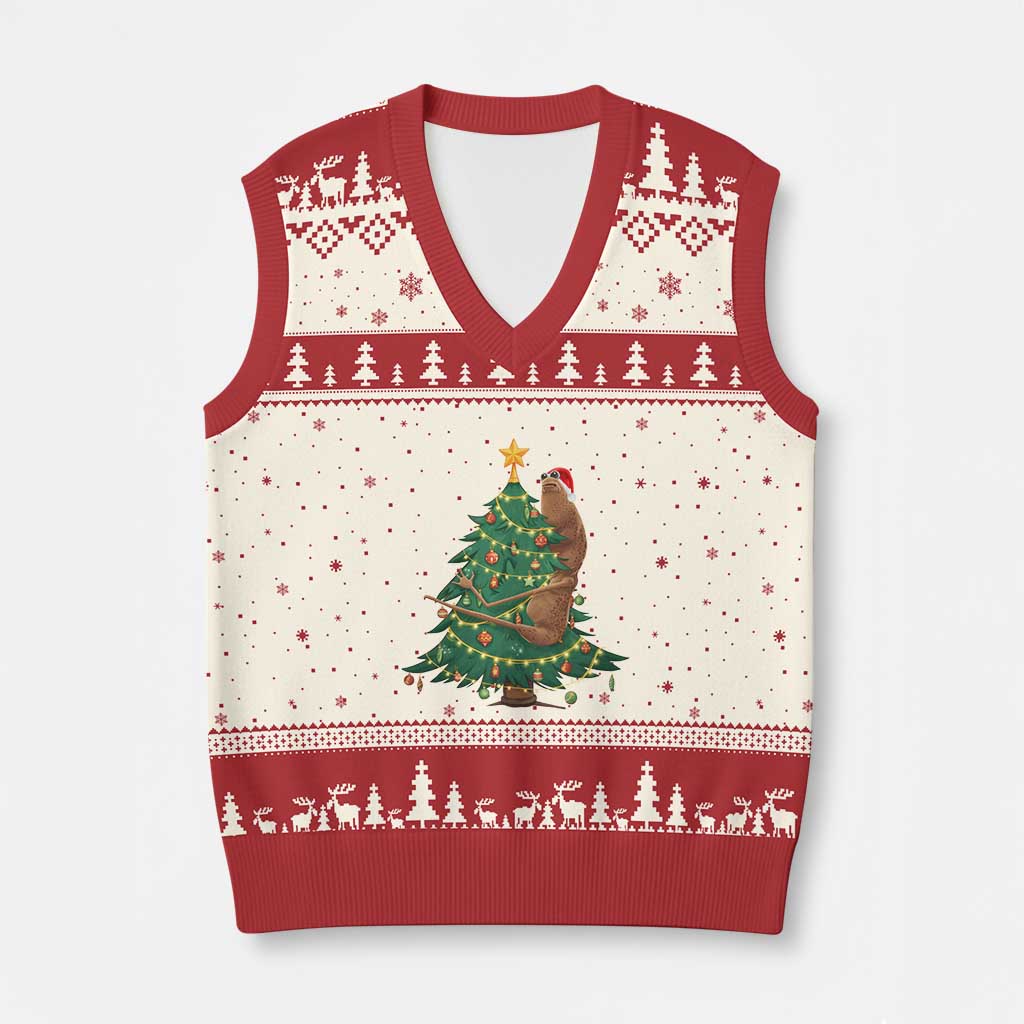 Marcus The Worm Robert Meme Funny Xmas V-Neck Knit Sweater Vest - Wonder Print Shop