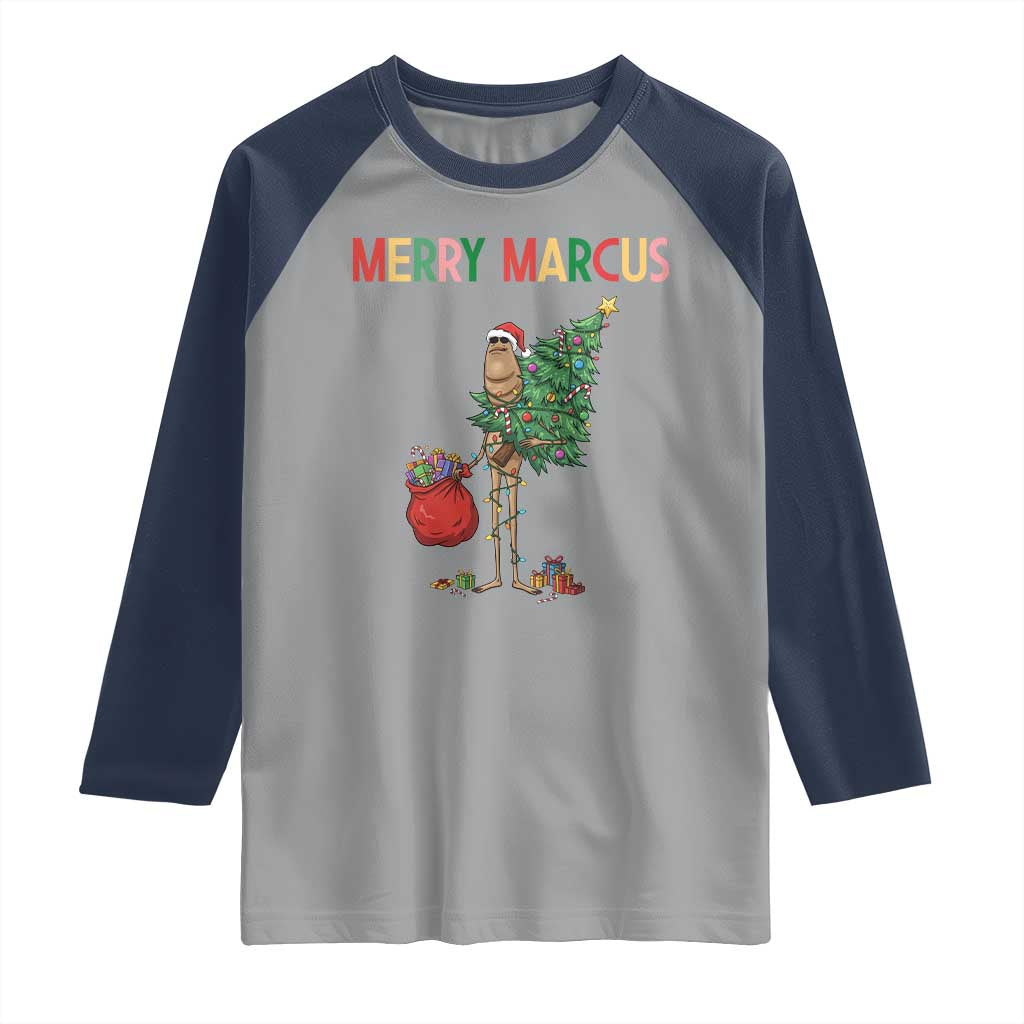 Marcus The Worm Christmas Meme Raglan Shirt - Wonder Print Shop