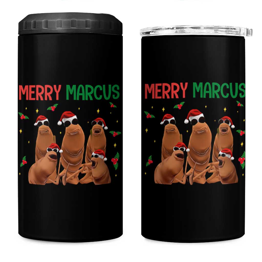 Marcus The Worm Christmas Meme 4 in 1 Can Cooler Tumbler Funny Brain Rot Gen Z Xmas - Wonder Print Shop