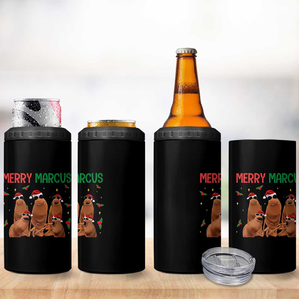 Marcus The Worm Christmas Meme 4 in 1 Can Cooler Tumbler Funny Brain Rot Gen Z Xmas - Wonder Print Shop