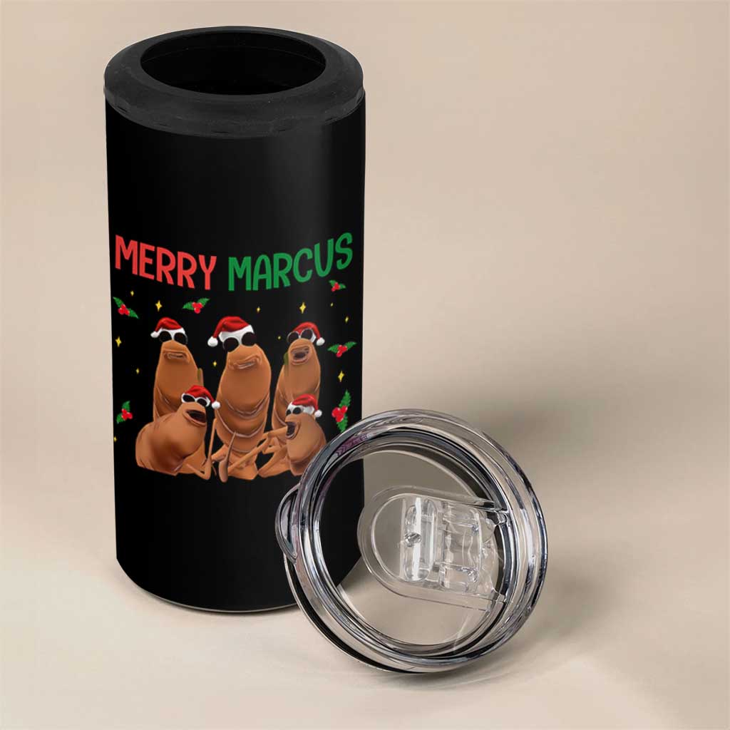 Marcus The Worm Christmas Meme 4 in 1 Can Cooler Tumbler Funny Brain Rot Gen Z Xmas - Wonder Print Shop