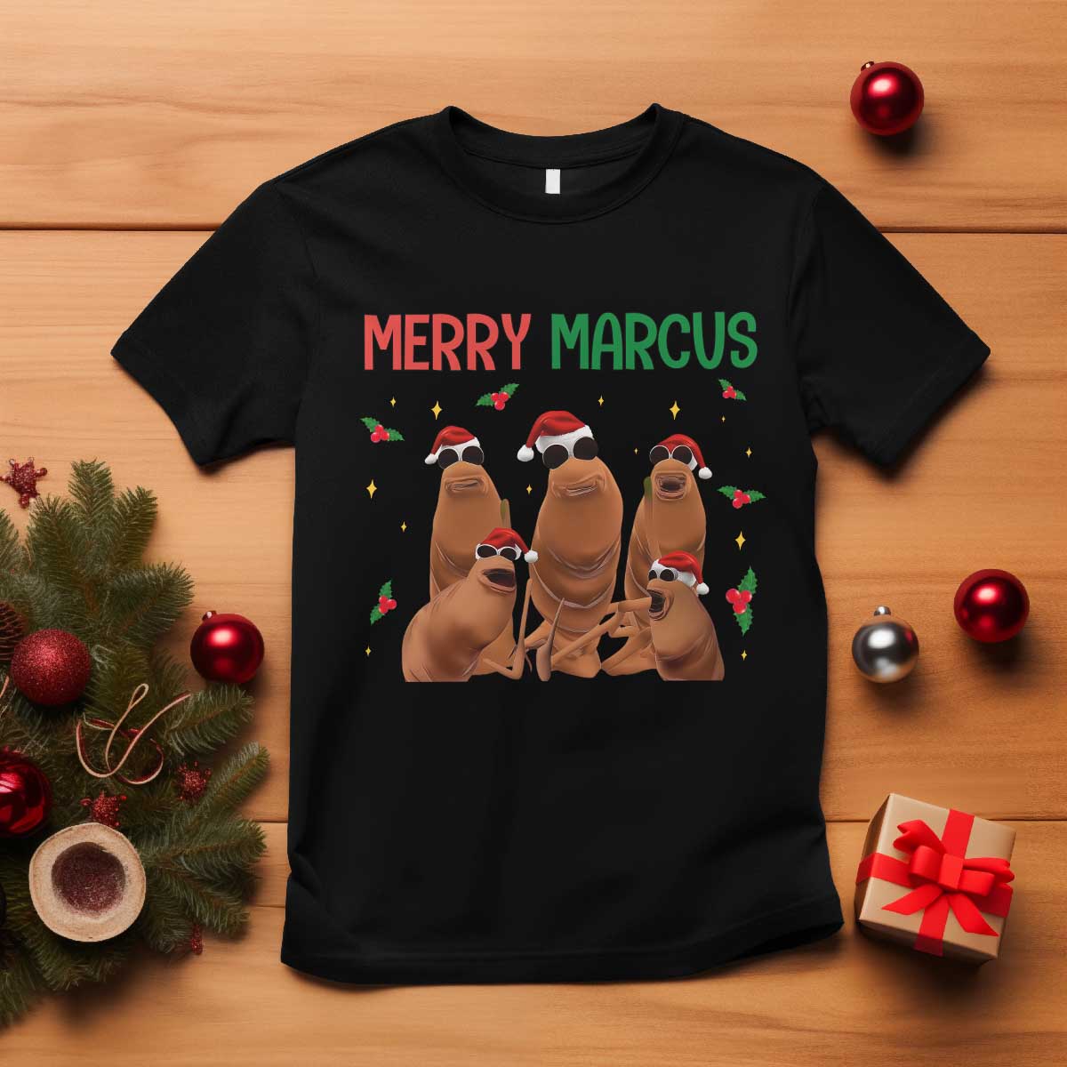 Marcus The Worm Christmas Meme T Shirt Funny Brain Rot Gen Z Xmas - Wonder Print Shop