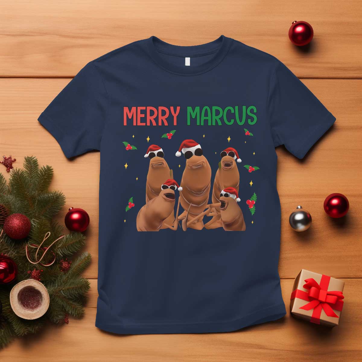 Marcus The Worm Christmas Meme T Shirt Funny Brain Rot Gen Z Xmas - Wonder Print Shop