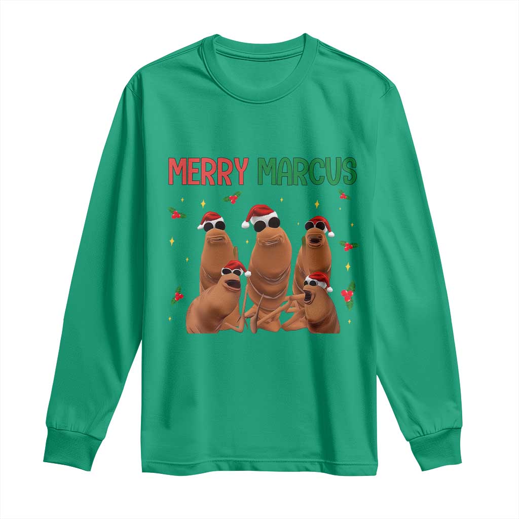 Marcus The Worm Christmas Meme Long Sleeve Shirt Funny Brain Rot Gen Z Xmas - Wonder Print Shop