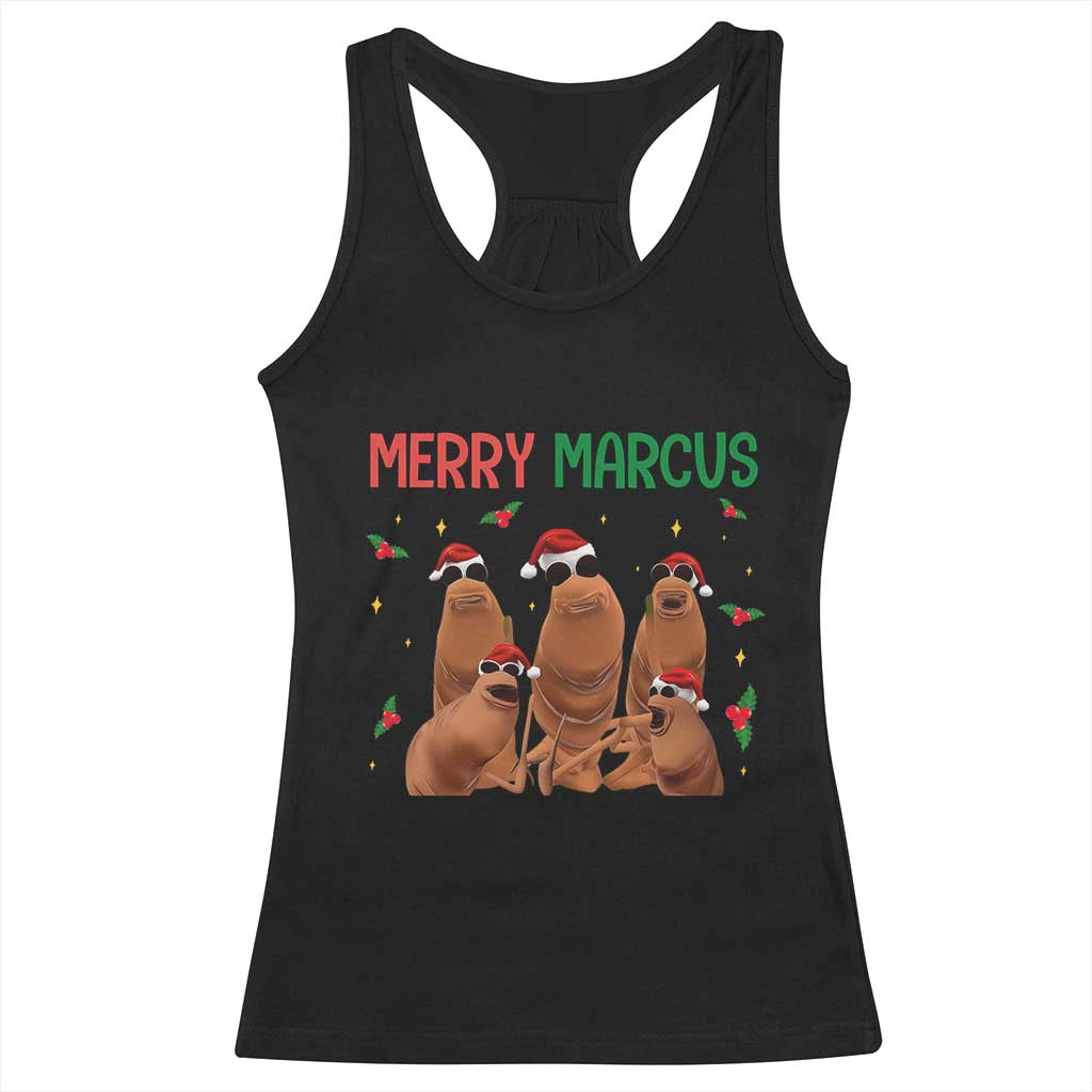 Marcus The Worm Christmas Meme Racerback Tank Top Funny Brain Rot Gen Z Xmas - Wonder Print Shop