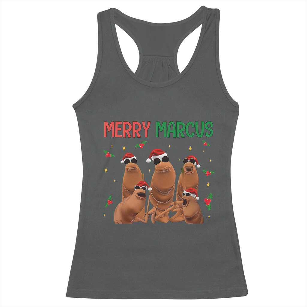Marcus The Worm Christmas Meme Racerback Tank Top Funny Brain Rot Gen Z Xmas - Wonder Print Shop
