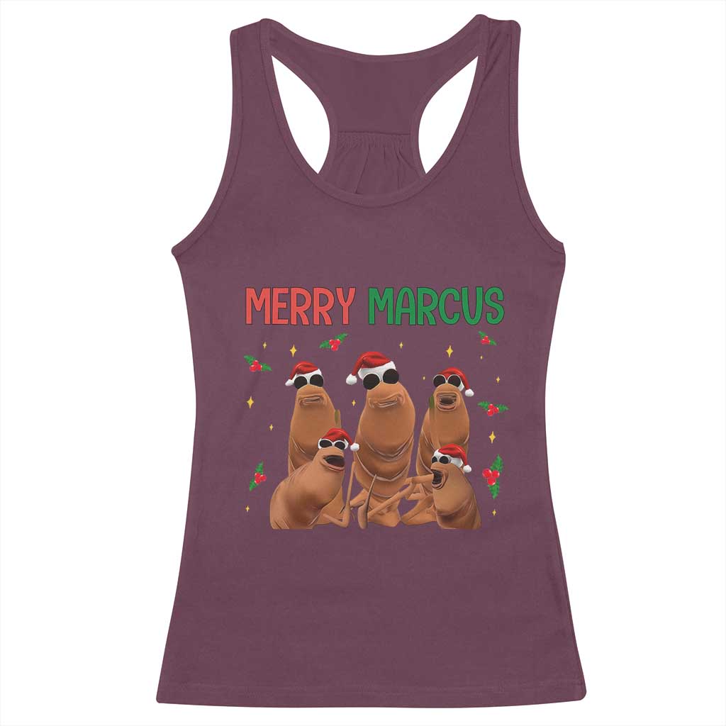 Marcus The Worm Christmas Meme Racerback Tank Top Funny Brain Rot Gen Z Xmas - Wonder Print Shop