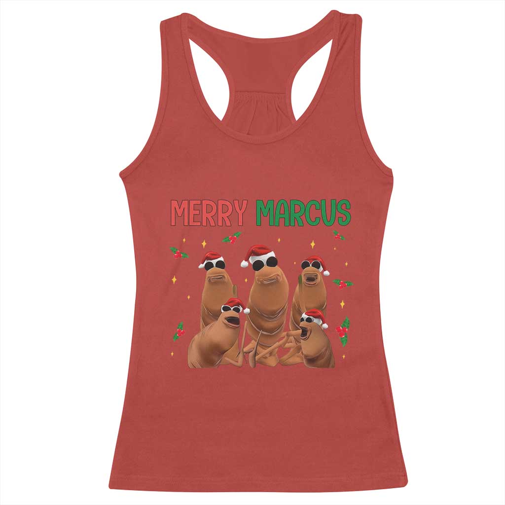 Marcus The Worm Christmas Meme Racerback Tank Top Funny Brain Rot Gen Z Xmas - Wonder Print Shop