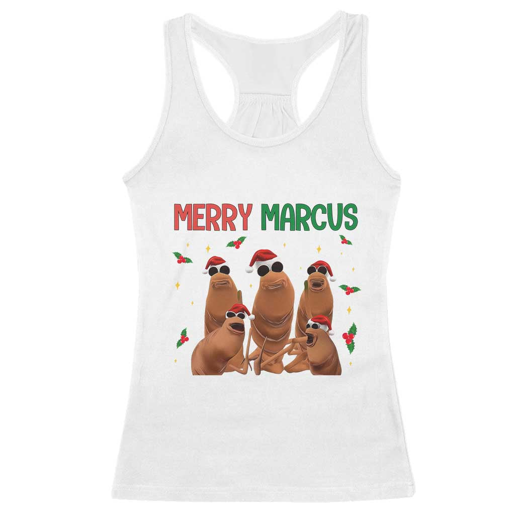 Marcus The Worm Christmas Meme Racerback Tank Top Funny Brain Rot Gen Z Xmas - Wonder Print Shop