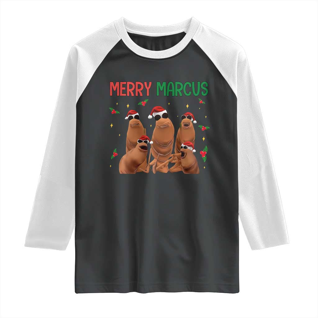 Marcus The Worm Christmas Meme Raglan Shirt Funny Brain Rot Gen Z Xmas - Wonder Print Shop