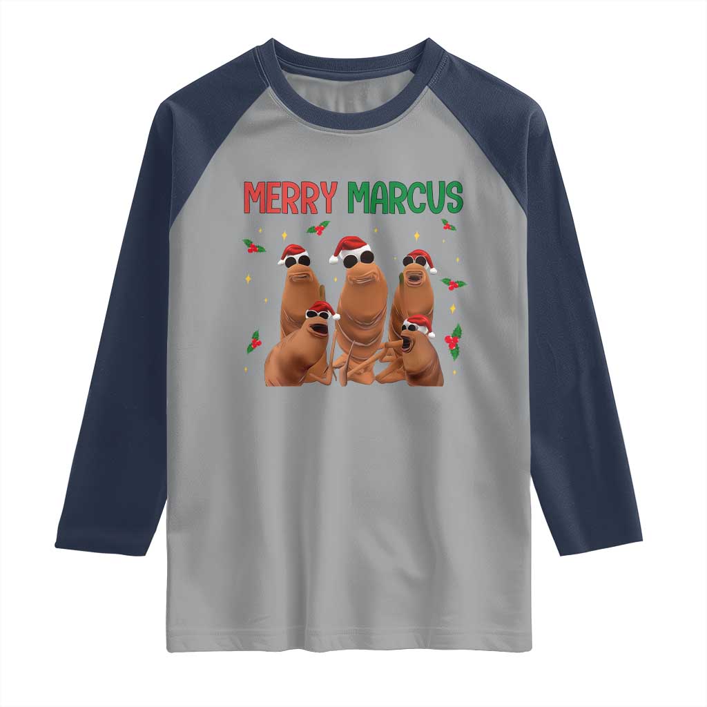 Marcus The Worm Christmas Meme Raglan Shirt Funny Brain Rot Gen Z Xmas - Wonder Print Shop
