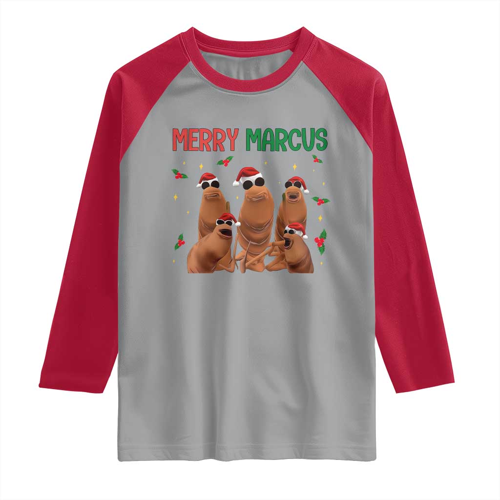 Marcus The Worm Christmas Meme Raglan Shirt Funny Brain Rot Gen Z Xmas - Wonder Print Shop