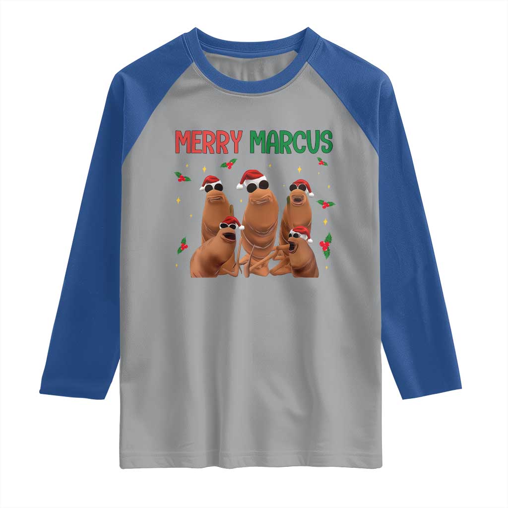 Marcus The Worm Christmas Meme Raglan Shirt Funny Brain Rot Gen Z Xmas - Wonder Print Shop