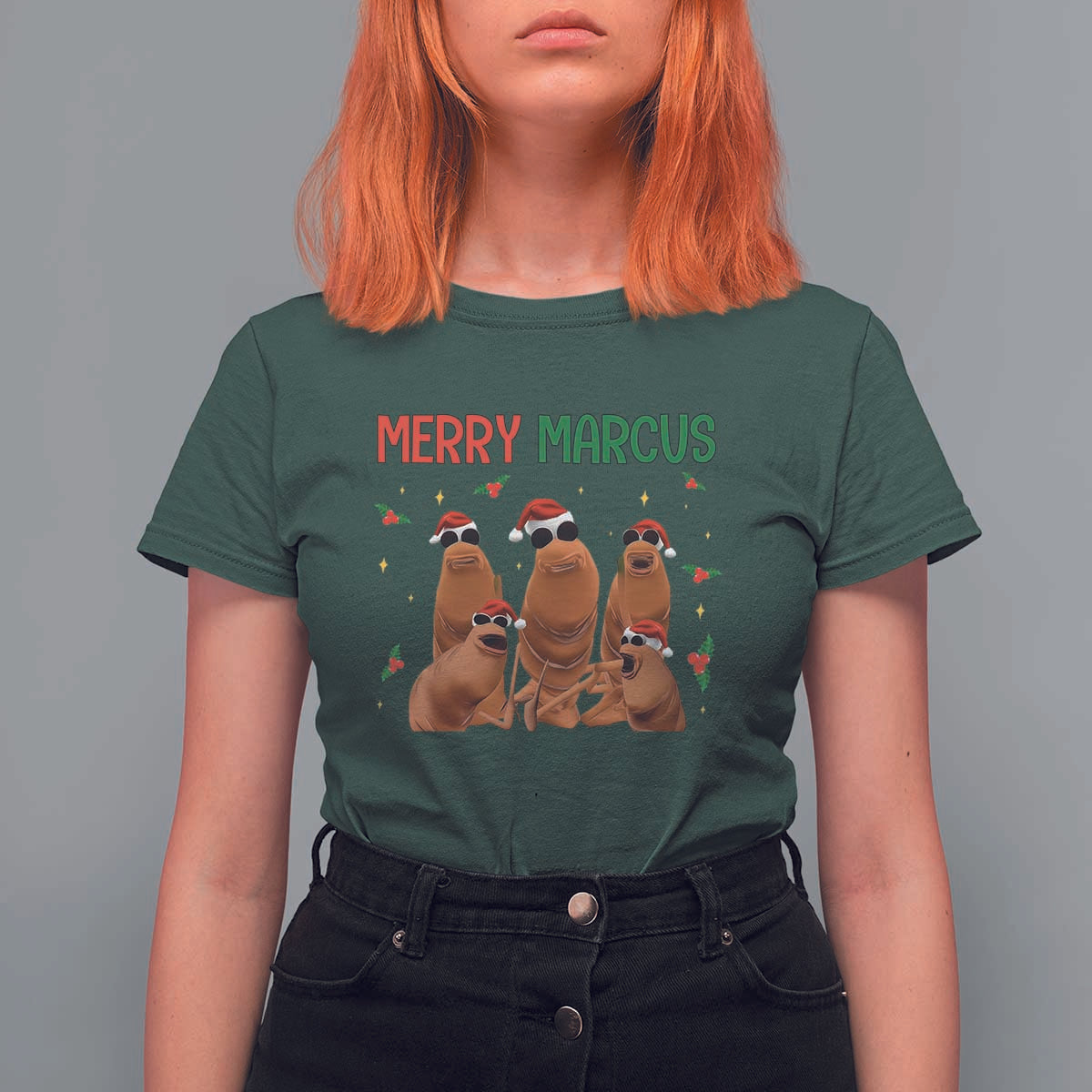 Marcus The Worm Christmas Meme T Shirt For Women Funny Brain Rot Gen Z Xmas - Wonder Print Shop