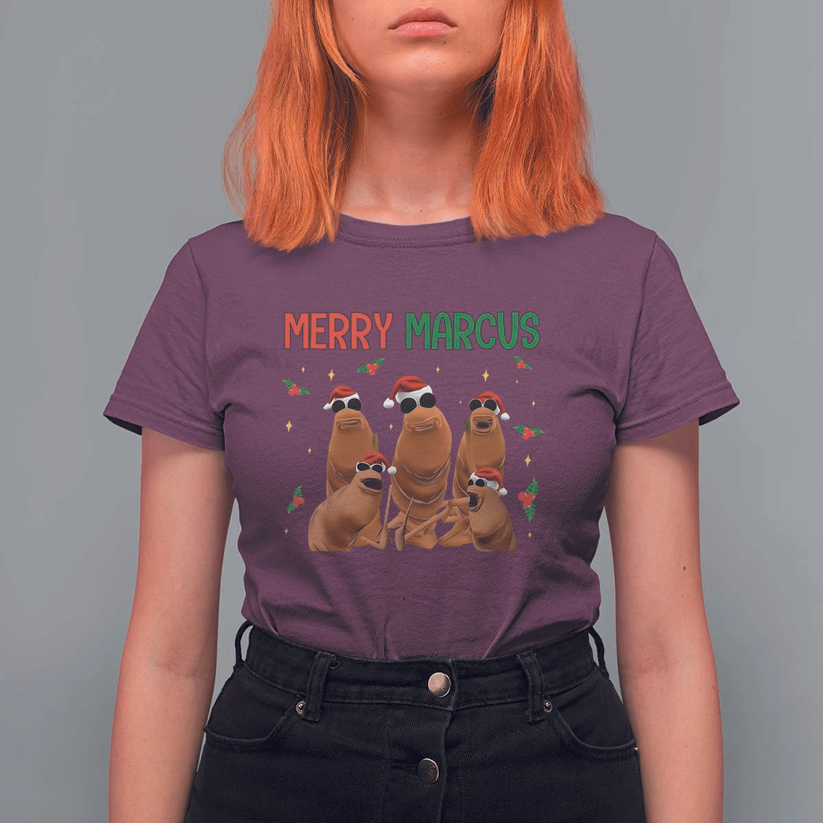 Marcus The Worm Christmas Meme T Shirt For Women Funny Brain Rot Gen Z Xmas - Wonder Print Shop