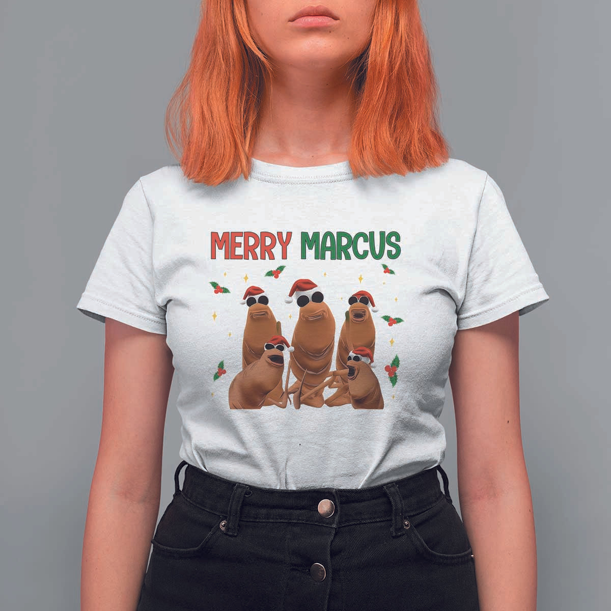 Marcus The Worm Christmas Meme T Shirt For Women Funny Brain Rot Gen Z Xmas - Wonder Print Shop
