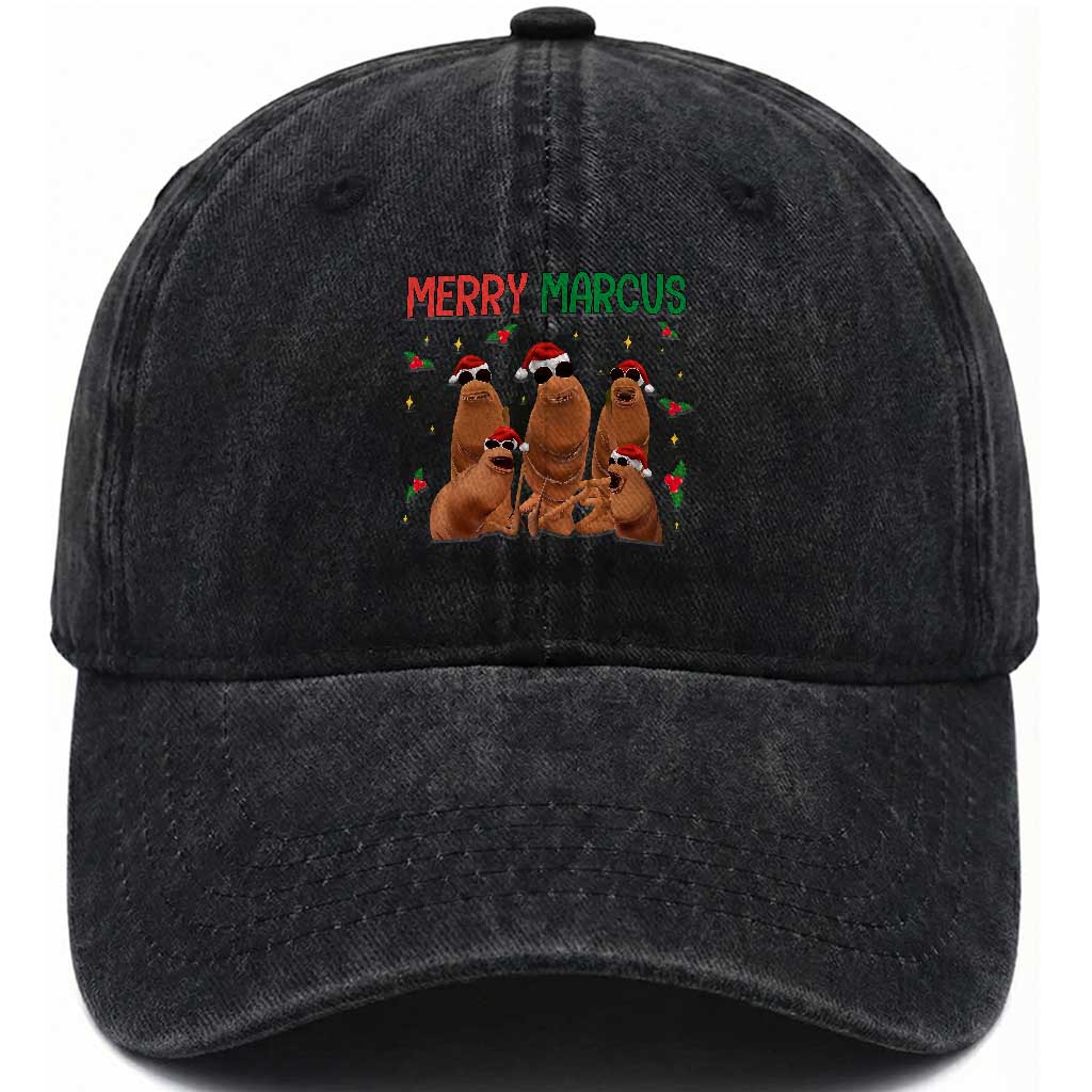 Marcus The Worm Christmas Meme Washed Cotton Baseball Cap Funny Brain Rot Gen Z Xmas