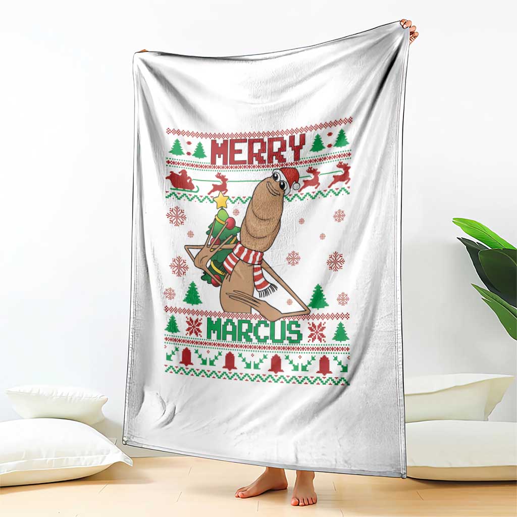 Marcus The Worm Robert Meme Christmas Throw Blanket Funny Brain Rot Xmas - Wonder Print Shop
