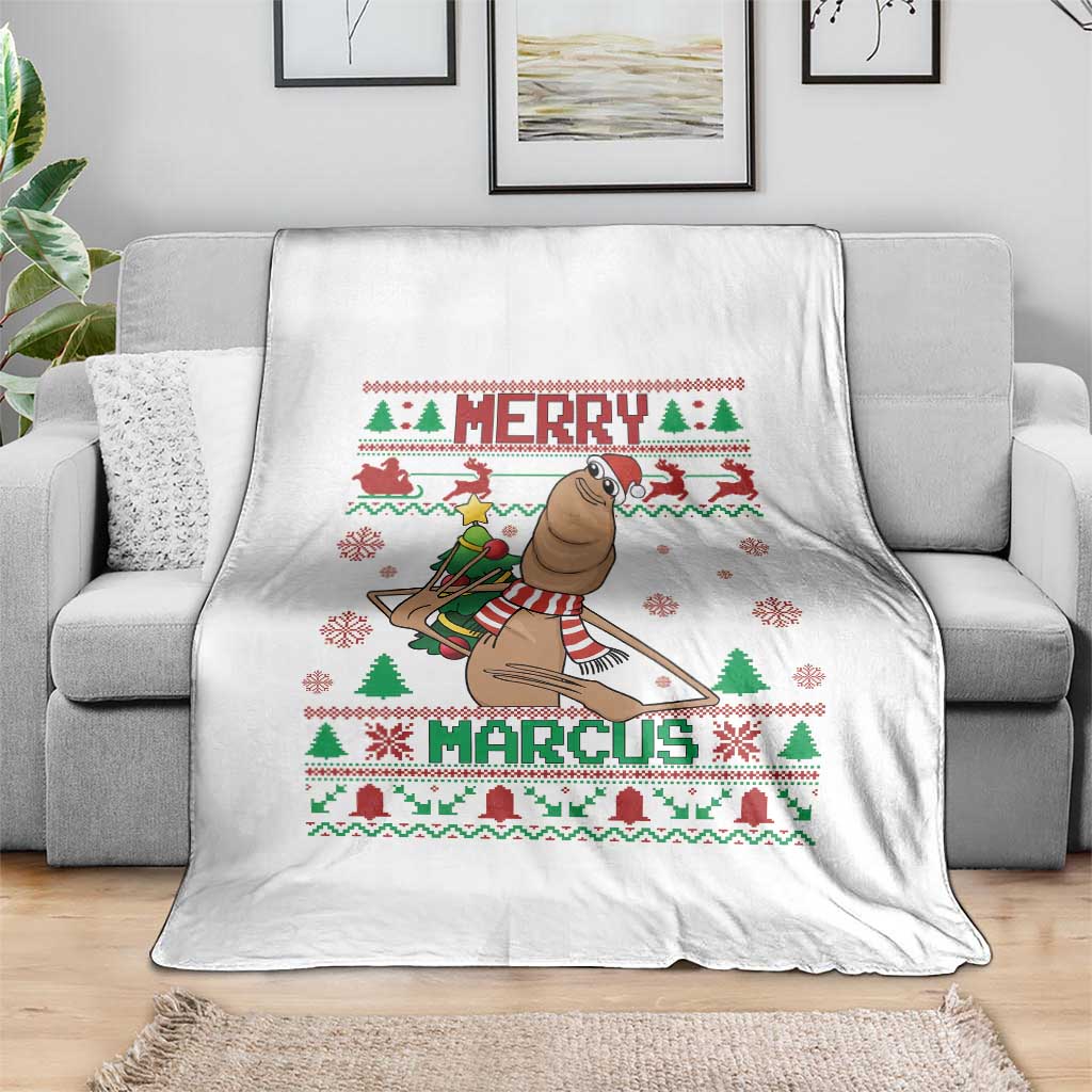 Marcus The Worm Robert Meme Christmas Throw Blanket Funny Brain Rot Xmas - Wonder Print Shop