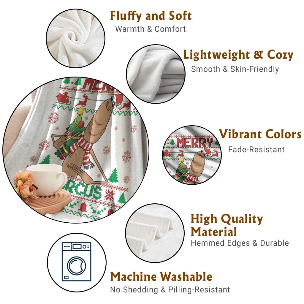 Marcus The Worm Robert Meme Christmas Throw Blanket Funny Brain Rot Xmas - Wonder Print Shop
