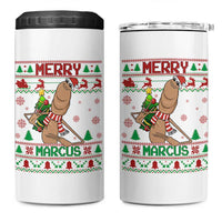 Marcus The Worm Robert Meme Christmas 4 in 1 Can Cooler Tumbler Funny Brain Rot Xmas - Wonder Print Shop