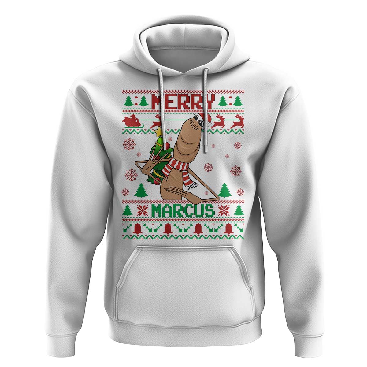 Marcus The Worm Robert Meme Christmas Hoodie Funny Brain Rot Xmas - Wonder Print Shop