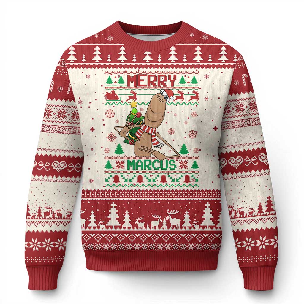 Marcus The Worm Robert Meme Xmas Ugly Christmas Sweater Funny Brain Rot Xmas - Wonder Print Shop