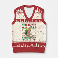 Marcus The Worm Robert Meme Xmas V-Neck Knit Sweater Vest Funny Brain Rot Xmas - Wonder Print Shop