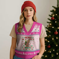Marcus The Worm Robert Meme Xmas V-Neck Knit Sweater Vest Funny Brain Rot Xmas - Wonder Print Shop
