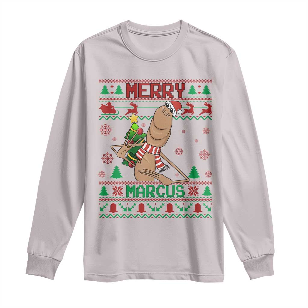 Marcus The Worm Robert Meme Christmas Long Sleeve Shirt Funny Brain Rot Xmas - Wonder Print Shop