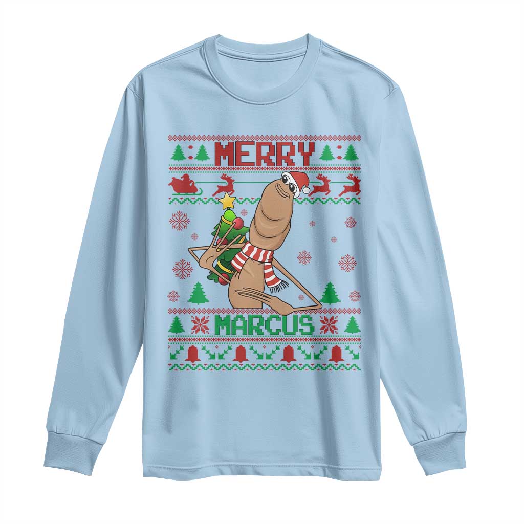 Marcus The Worm Robert Meme Christmas Long Sleeve Shirt Funny Brain Rot Xmas - Wonder Print Shop