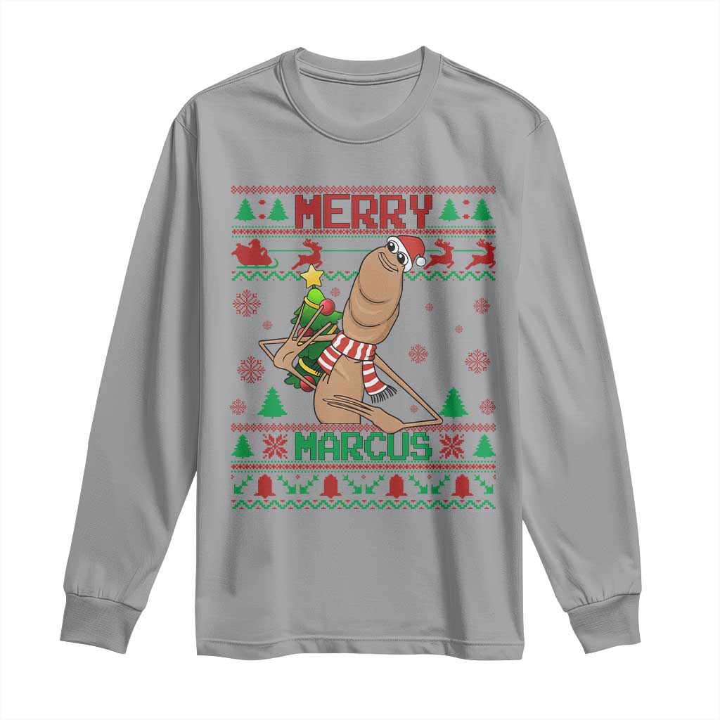 Marcus The Worm Robert Meme Christmas Long Sleeve Shirt Funny Brain Rot Xmas - Wonder Print Shop