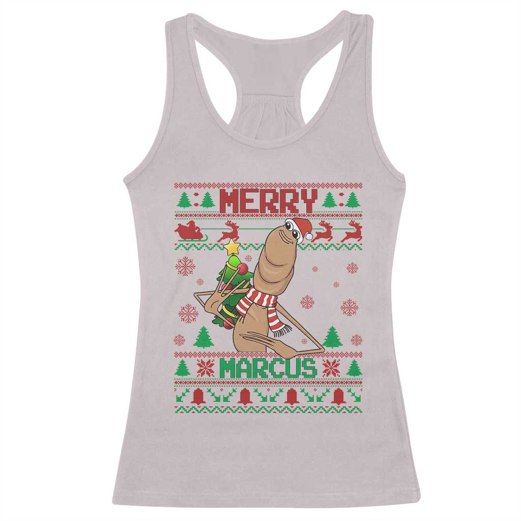 Marcus The Worm Robert Meme Christmas Racerback Tank Top Funny Brain Rot Xmas - Wonder Print Shop